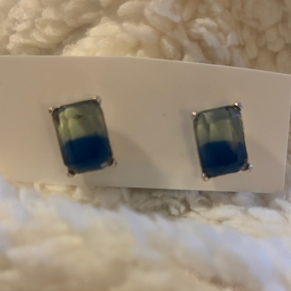 Blue and Green Rectangular Earrings